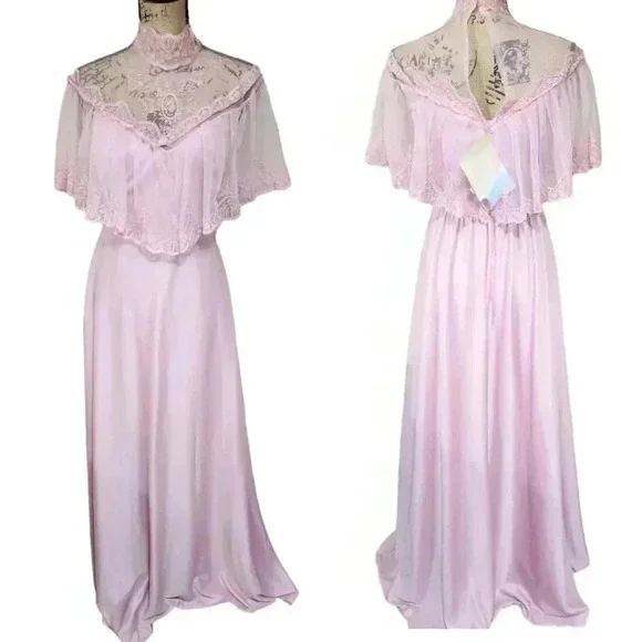 Dance Allure Vintage 70s Cottage Core lace long dress. NWT Blush Rose. … - Picture 5 of 14